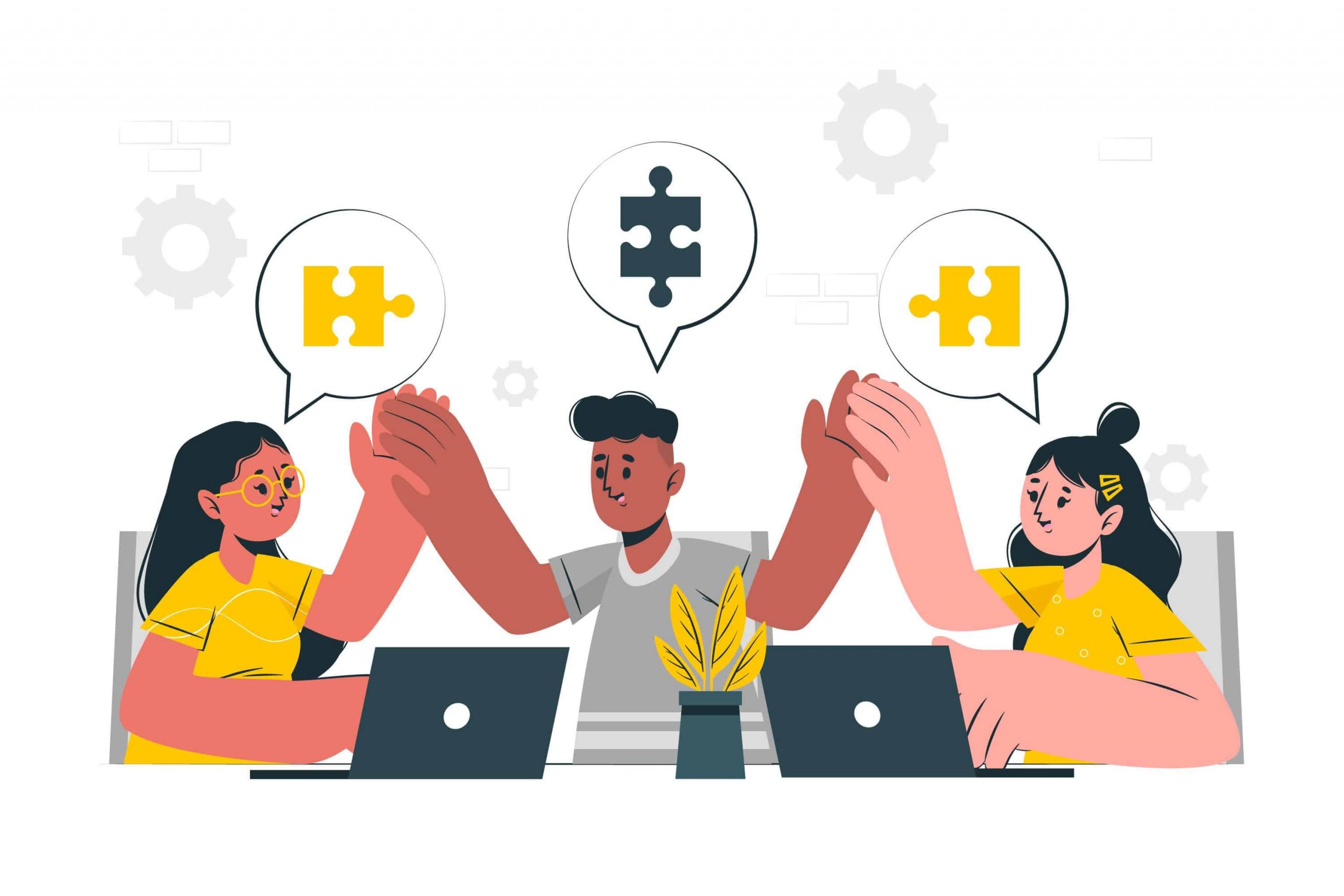 Equipo de trabajo en versión animada