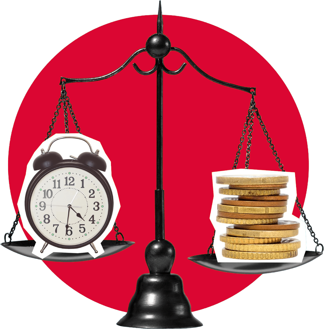 Collage círculo rojo con balanza