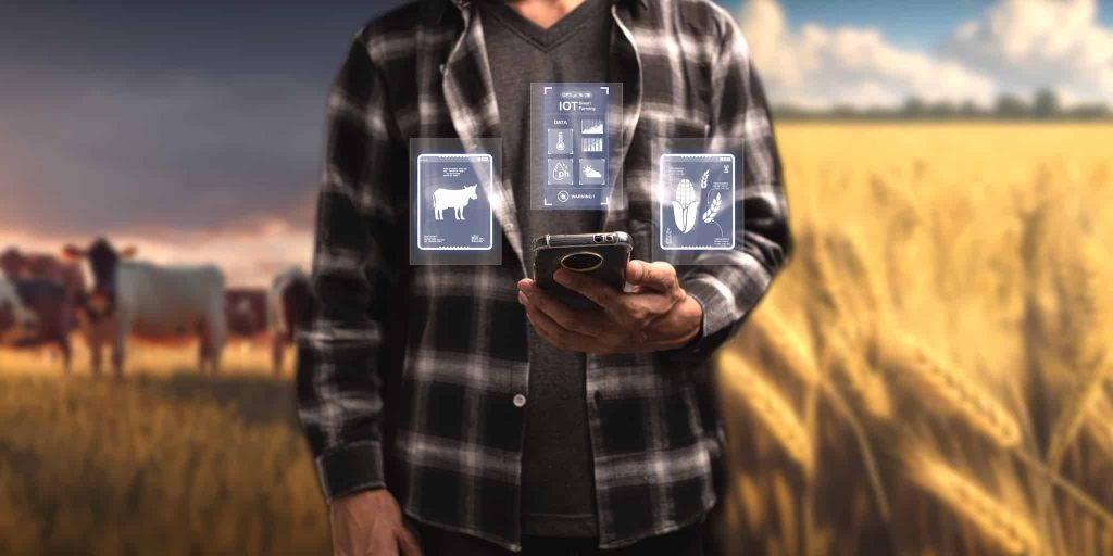 granja inteligente moderna controlada tecnologia agricultores estan monitoreando crecimiento arboles parcelas